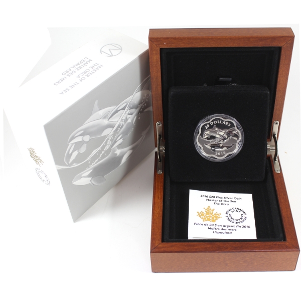 2016 $20 Master of the Sea: The Orca .9999 Fine Silver Coin (Tax Exempt)