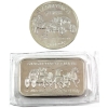 Image 1 : 2x 1oz Stagecoach Silver Vintage .999 Silver Divisible Bar & Round. 2pcs. (Tax Exempt)
