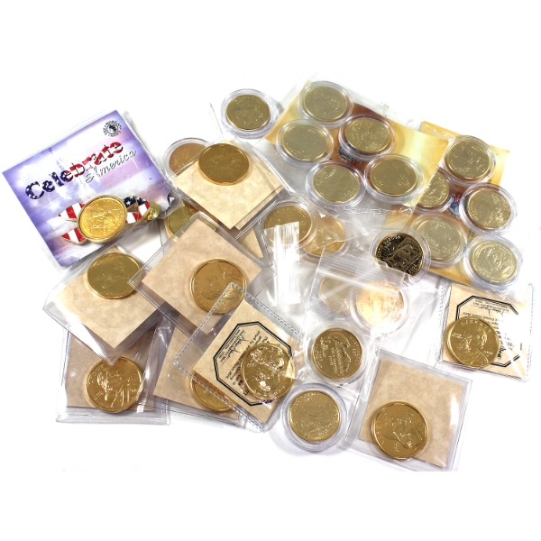 Group Lot of USA Gold Plated Coins. 23pcs.