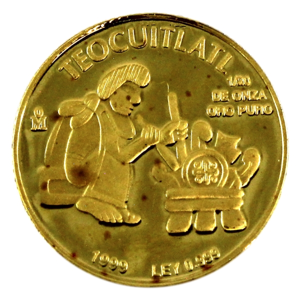 1/20oz Mexico 1999 Teocuitlatl .999 Gold Round (Tax Exempt)