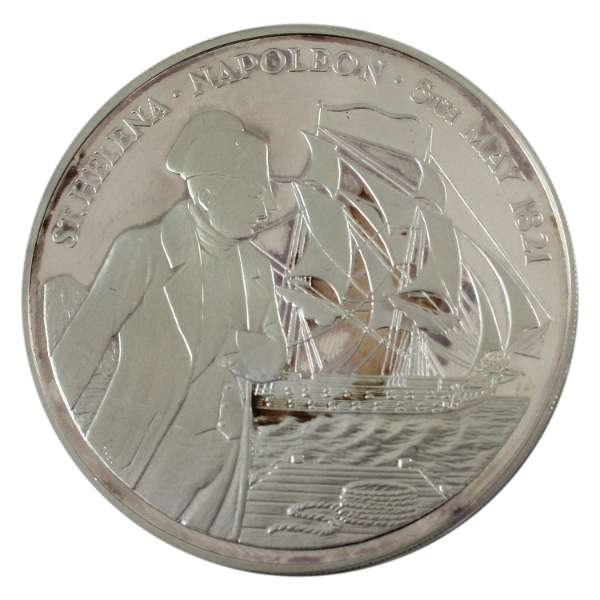 St. Helena & Ascension Island 1986 25 Pound Napoleon Commemorative 5oz .999 Silver Coin (Tax Exempt)