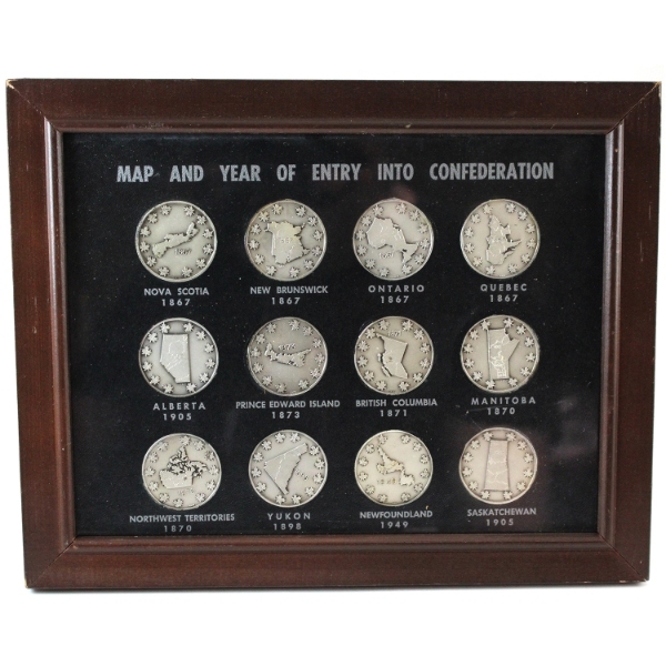 1867-1967 Canadian Centennial Provincial Floral Medallions in Wooden Frame