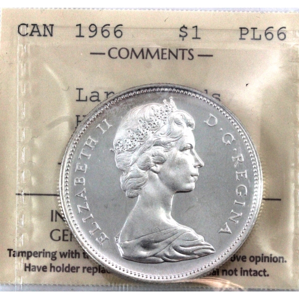Silver $1 1966 Large Beads ICCS PL66 Heavy Cameo