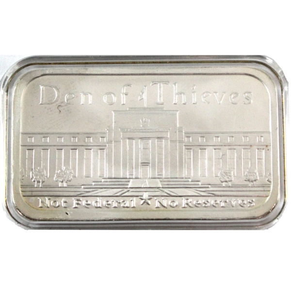 1oz Golden State Mint-Silver Shield  Den of Thieves/Not Federal-No Reserve  .999 Silver Bar