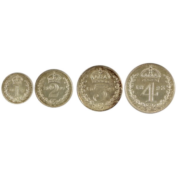 Great Britain 1893 Sterling Silver 4-Piece Maundy Set