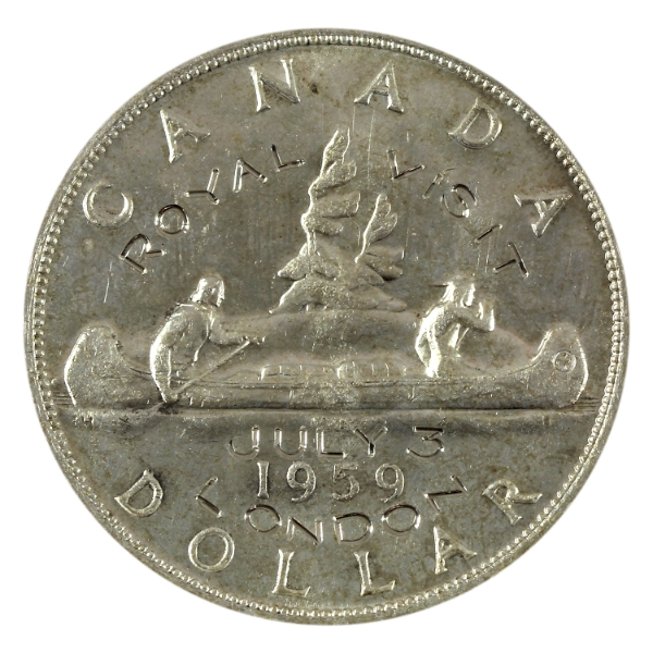 Silver $1 1959 'Royal Visit July 3 London' UNC+