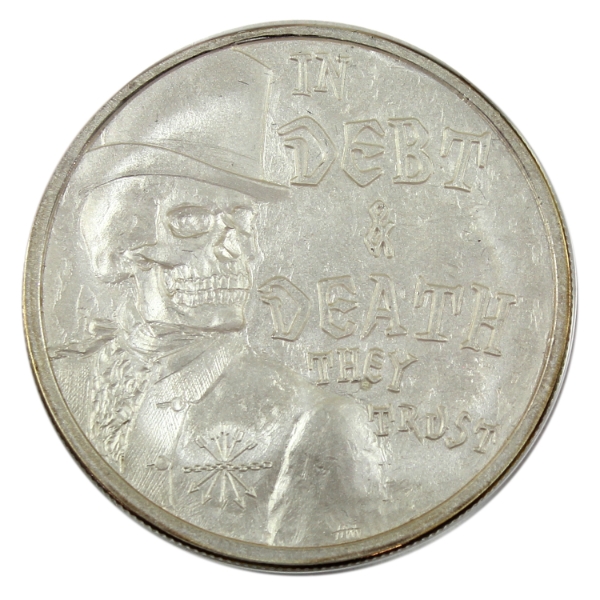 1oz Silver Shield 2017 Debt and Death V3 .999 Fine Silver Round (Tax Exempt)