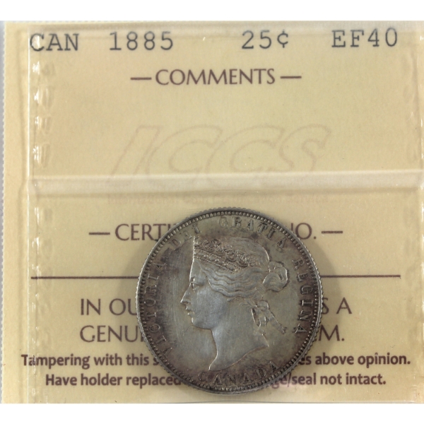 25-cent 1885 ICCS EF40