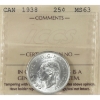 Image 1 : 25-cent 1938 ICCS MS63