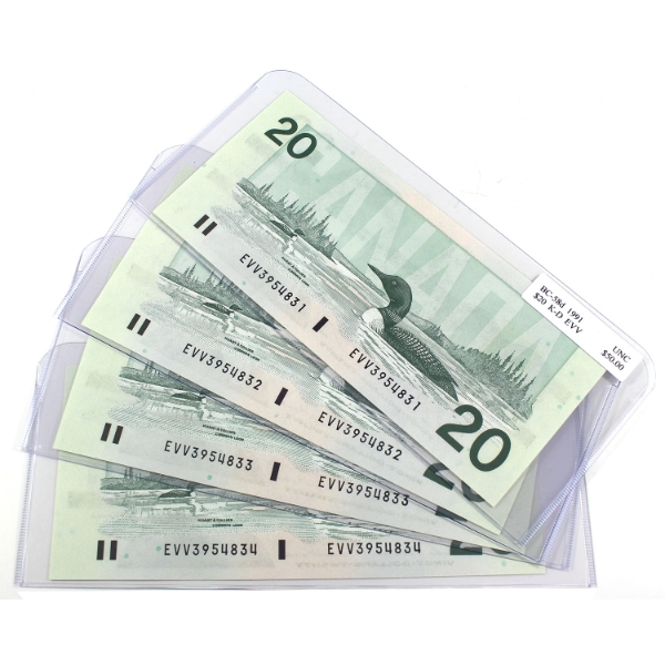 BC-58d 1991 $20 Consecutive UNC Knight-Dodge SN:EVV3954831-"34. 4pcs