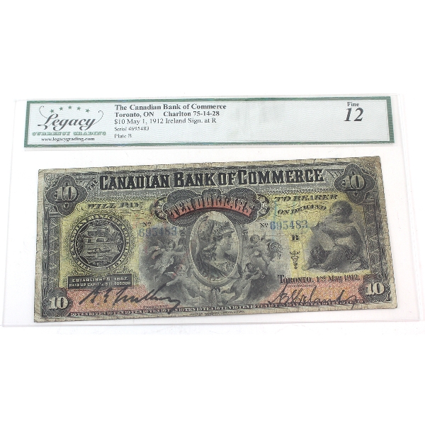 75-14-28 1912 $10 Bank of Commerce Legacy F12 Ireland Sign. at R SN: 695483 