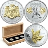 2010 $5 Special Edition Vancouver Olympic 1oz .9999 Fine Silver w/ Selective Gold Plating 3-Coin Set