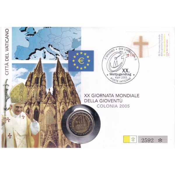 Vatican City 2005 2 Euros 20th World Youth Day First Day Cover 