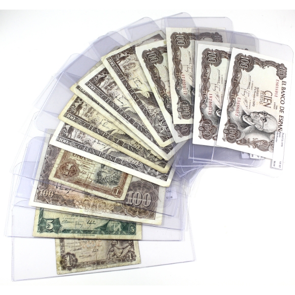 14x Spain 1948-1970 100, 5, & 1 Pesetas Bundle of Banknotes. 14pcs.