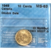 Image 1 : 10-cent 1949 Double Date CCCS MS63