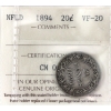 Image 1 : Newfoundland 20-cent 1894 ICCS VF20