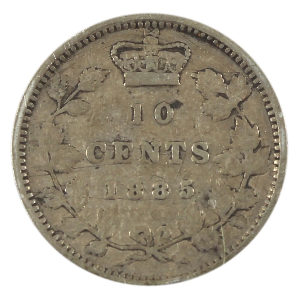 10-cent 1885 Obverse 4 F (Scratched)