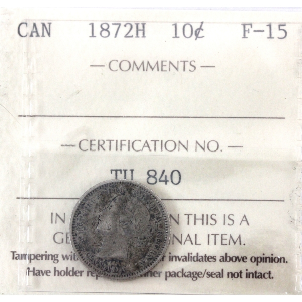 10-cent 1872H ICCS F15