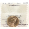 Image 1 : Great Britain Gold 1892 Sovereign ICCS MS60 