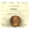 Image 1 : 5-cent 1942 Tombac ICCS MS65