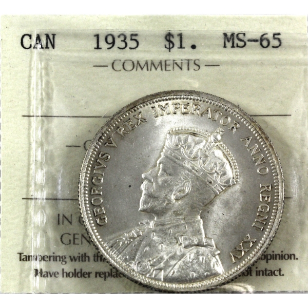 Silver $1 1935 ICCS MS65