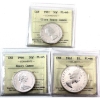 Image 1 : 50-cent 1961 UHC, 1966 HC & Silver $1 1961 HC ICCS PL66. 3pcs