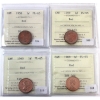 1-cent 1958, 1959, 1960 & 1969 ICCS PL65 Red. 4pcs