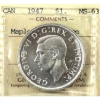 Image 1 : Silver $1 1947 Maple Leaf ICCS MS63 Cameo