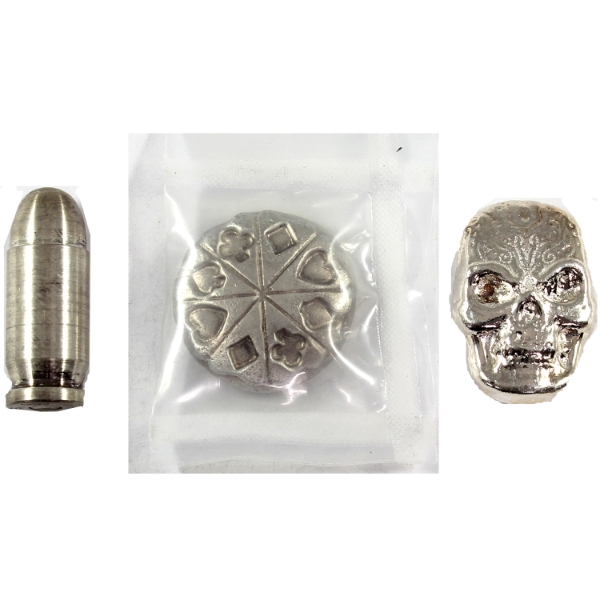 3x 1oz Assorted .999 Fine Silver Art Bars. 3pcs. (Tax Exempt)