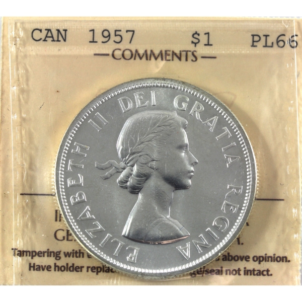 Silver $1 1957 ICCS PL66