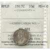 Image 1 : Newfoundland 10-cent 1917C ICCS MS60