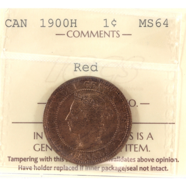 1-cent 1900H ICCS MS64 Red