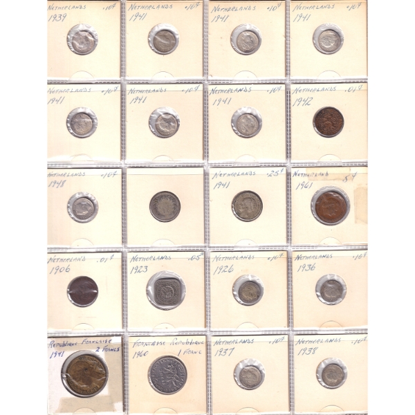 World Mixed Denomination Bulk Collection in 3x 20-Pocket Sheets. 48pcs.