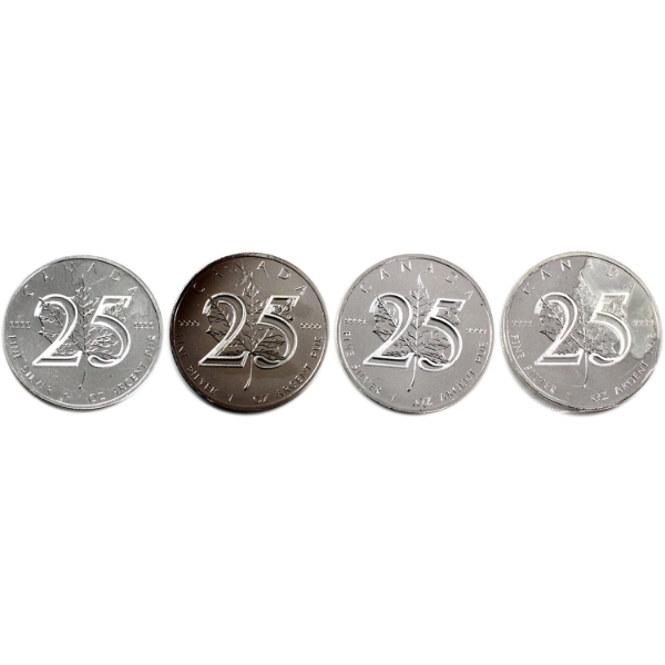 2013 $5 25th Anniversary SML 1oz .9999 Fine Silver Coins. 4pcs. (Tax Exempt)