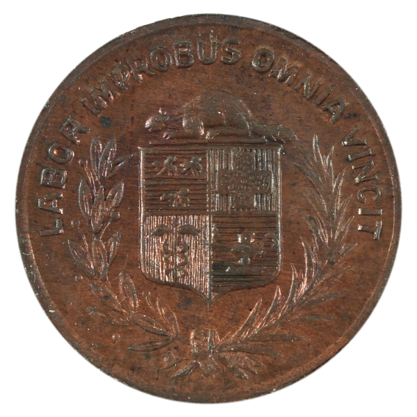 BR-584, Leroux 976 1884 J. Leroux Personal Card Montreal Copper Catalogue Token AU