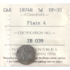 Image 1 : 5-cent 1874H Plain 4 ICCS VF30