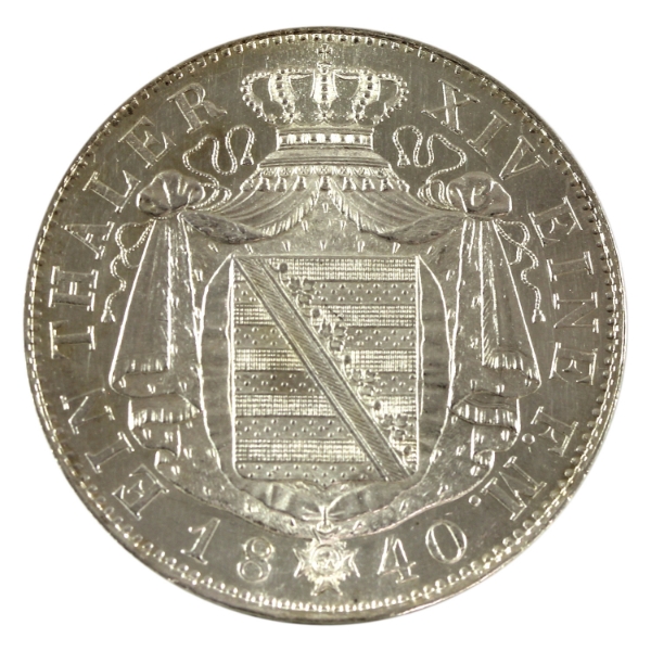 German States-Saxony-Albertine Silver 1840G Thaler UNC