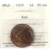 Image 1 : Newfoundland 1-cent 1929 ICCS MS64 Red