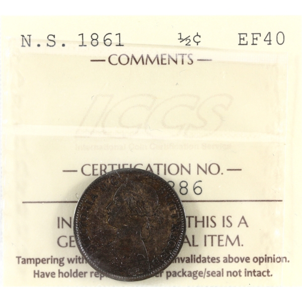 Nova Scotia 1/2-cent 1861 ICCS EF40