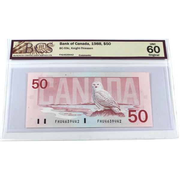 BC-59c 1988 $50 BCS UNC60 Original Knight-Thiessen SN:FHU4639442