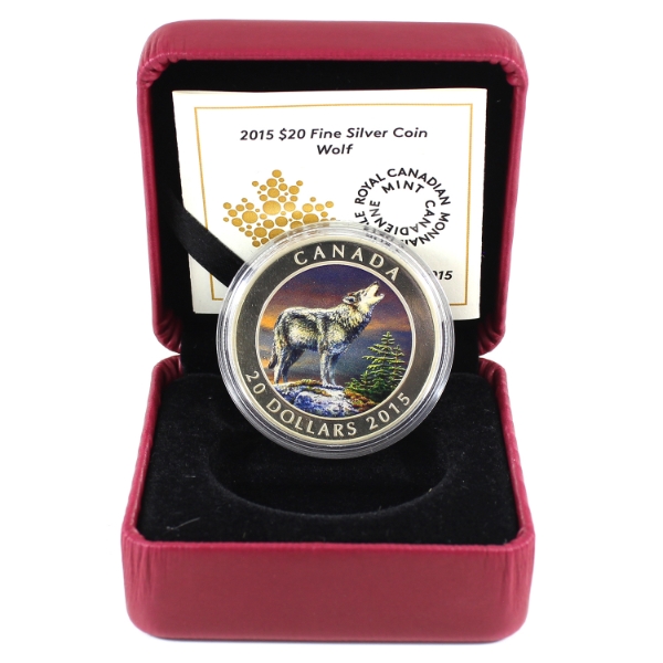 2015 $20 Wolf Fine Silver Coin with Selective Colour (Tax Exempt)