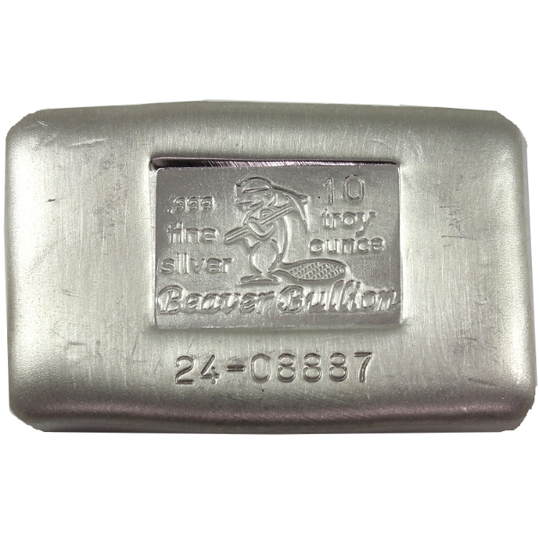 10oz Beaver Bullion .999 Fine Silver Bar (Tax Exempt)