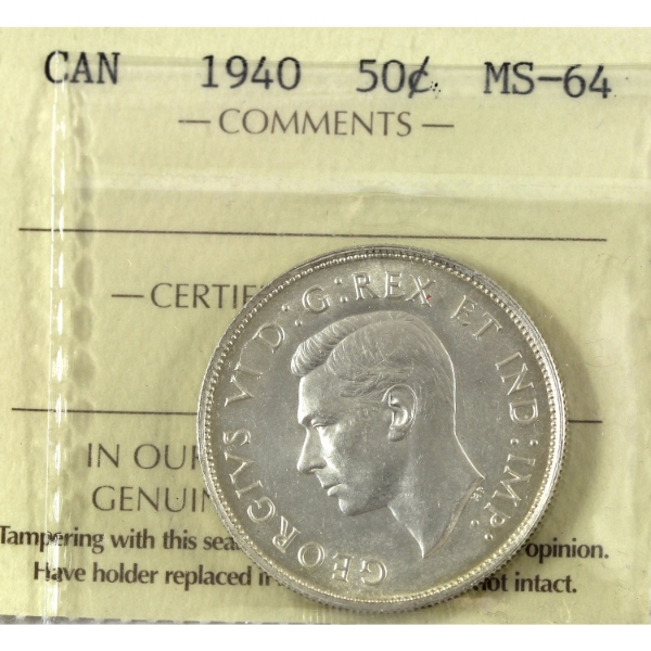 50-cent 1940 ICCS MS64