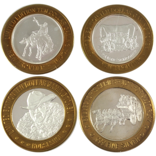 4x 1/2oz $10 Limited Edition .999 Fine Silver Gaming Tokens. 4pcs (Tax Exempt)