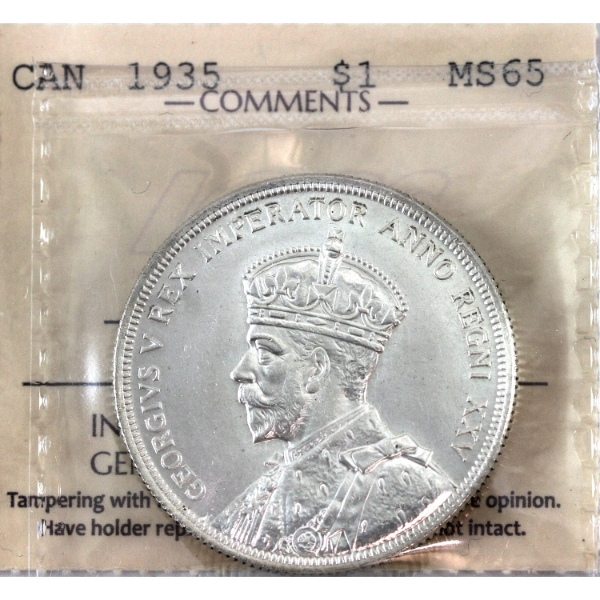 Silver $1 1935 ICCS MS65