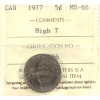Image 1 : 5-cent 1977 High 7 ICCS MS66
