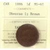 Image 1 : 1-cent 1886 Obverse 1 ICCS MS60 Brown
