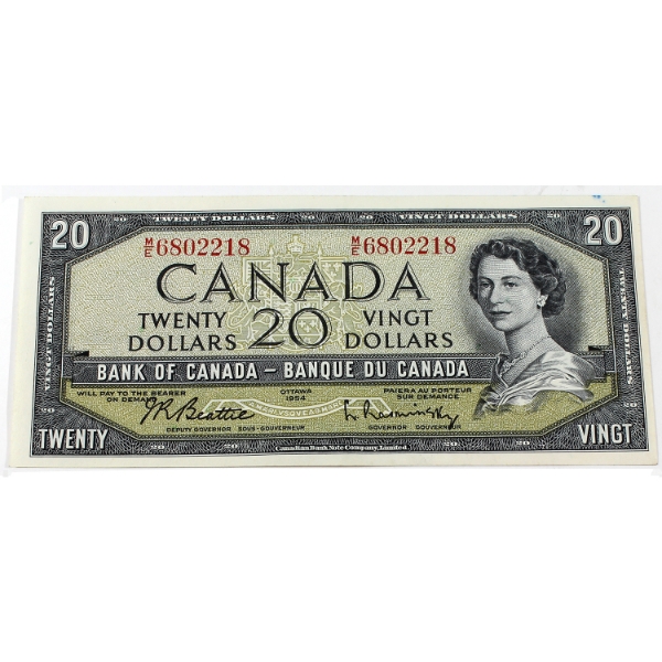 BC-41b 1954 $20 Modified Portrait AU Beattie-Rasminsky SN:M/E6802218