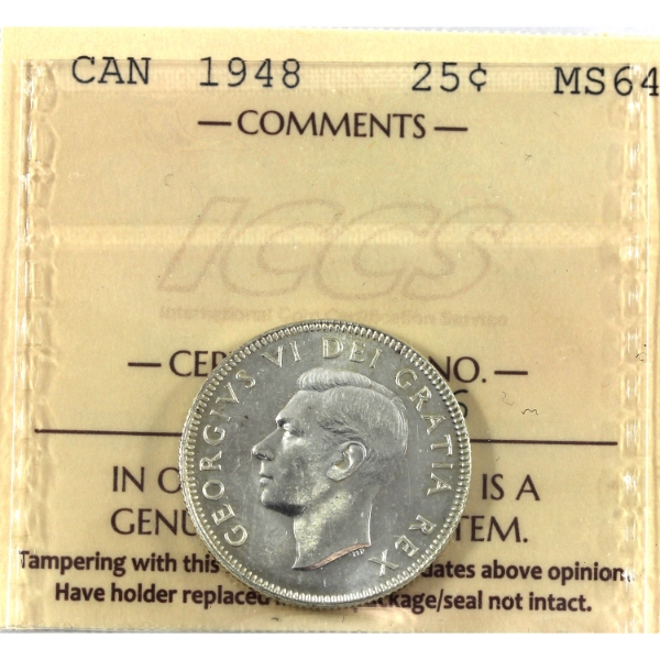 25-cent 1948 ICCS MS64