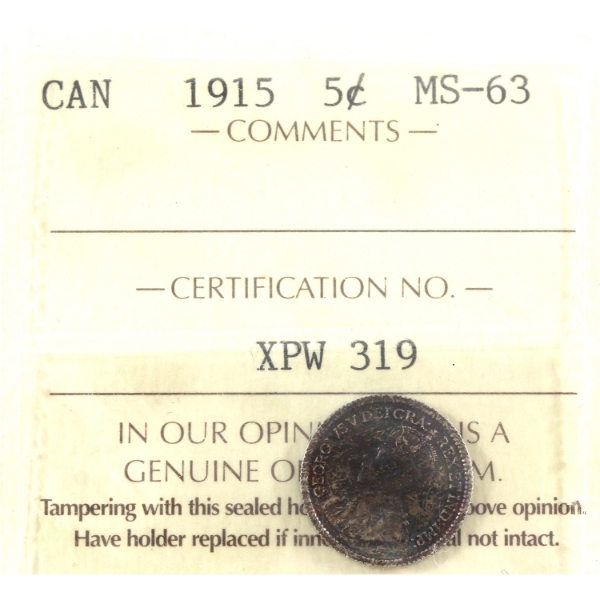 5-cent 1915 ICCS MS63